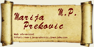 Marija Preković vizit kartica